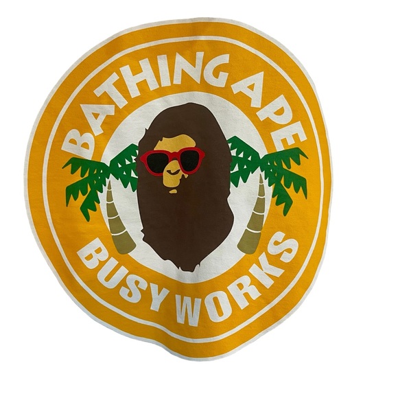 Bathing Ape White Short Sleeve T Shirt Busy Works  Logo Mens Size L like new - Picture 4 of 9